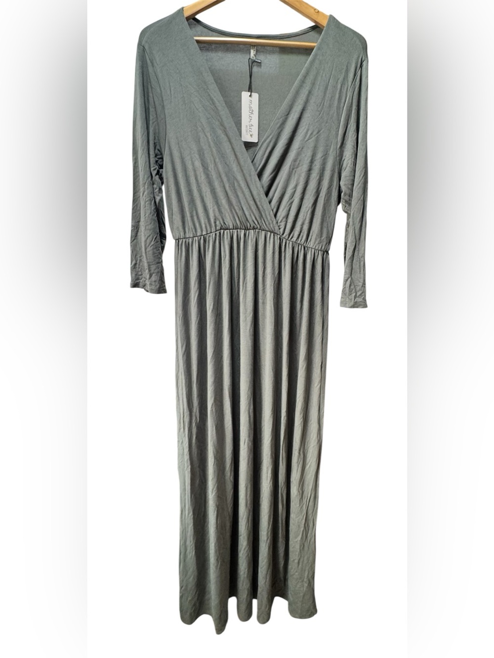 Mother Bee Maternity 3/4 Sleeve Ruched Maxi Dress Empire Waist NWT* | Women’s XL